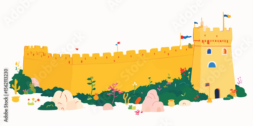 A whimsical illustration of a sturdy castle with vibrant colors, a symbol of history and resilience.