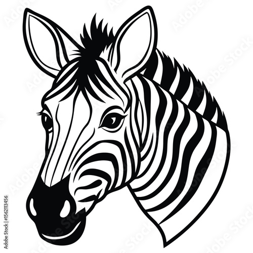 Striking black and white striped zebra and horse head vectors portray the wild beauty of these mammals in nature