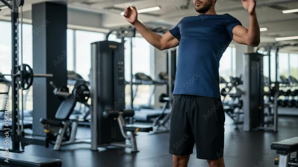 Young Man in Gym Working Out with Focused Expression and Determination Young Man in Gym Working Out with Focused Expression and Determination