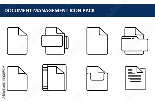 Document management icons with diverse file types in a simple, flat design. Collection of file, folder, and print icons with various actions depicted in a clean, modern style.