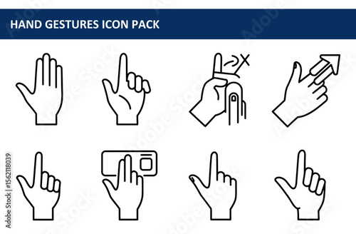 Hand gestures displayed in various positions. Collection of diverse hand gestures against a plain background.