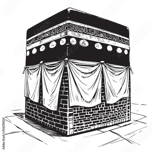 Vector art of a detailed drawing of the kaaba in mecca isolated on white background