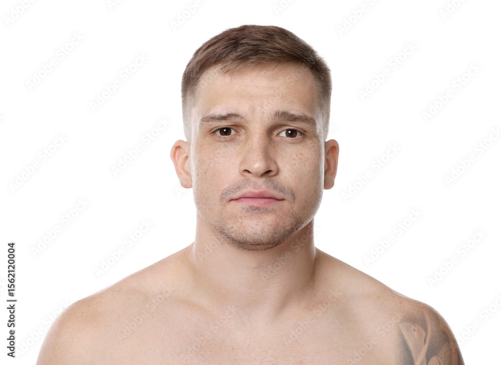 Obraz premium Handsome man after shaving on white background