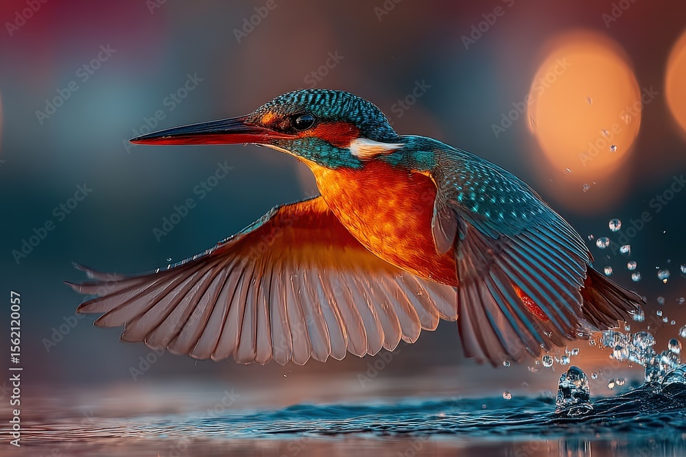 Fototapeta premium Kingfisher in Flight Water Splash