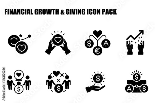 Financial growth and giving icon pack