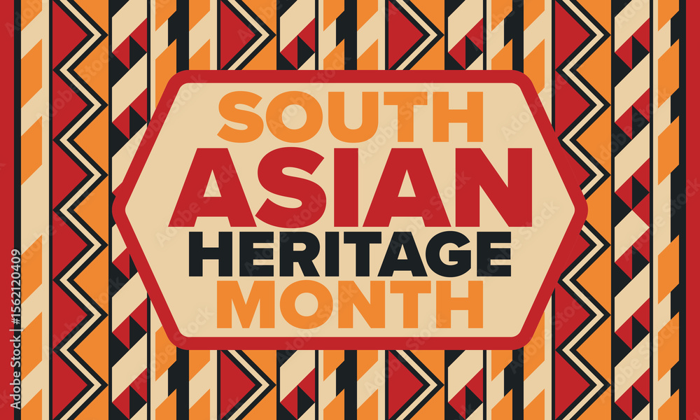 Naklejka premium South Asian Heritage Month. Celebrate the diverse cultures and histories of South Asia. Traditional pattern. Creative art poster. Vector illustration