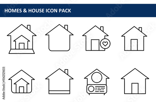 House icons in various styles with different features