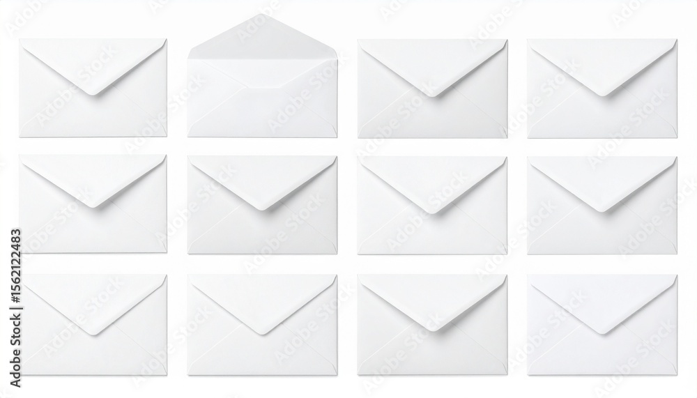 Collection of Blank White Envelopes Mockup for Branding. Collection of Blank White Envelopes Mockup for Branding.
