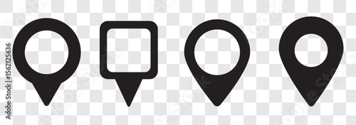 Location pin icon set. Map navigation line style symbol. Gps location sign