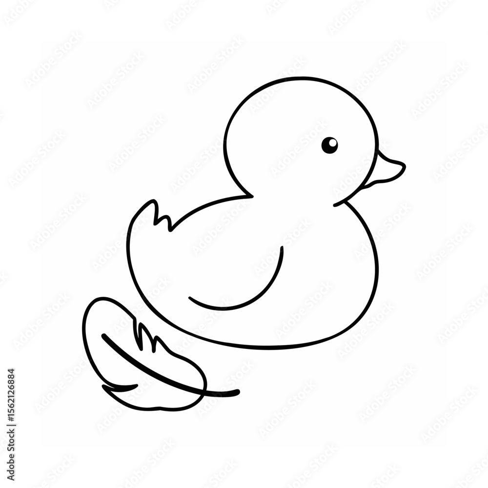 Outline drawing a duck with a feather on a suitable for coloring pages bird Outline drawing a duck with a feather on a suitable for coloring pages bird