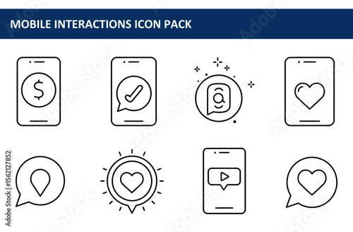 Mobile application icons depicting various social media interactions.