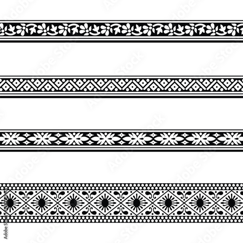 Flower and geometric Border Design, embroidery, Frame, fabric, textile.