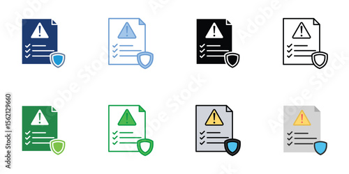 Contingency Plan Icons Set Vector Multiple Style Collection