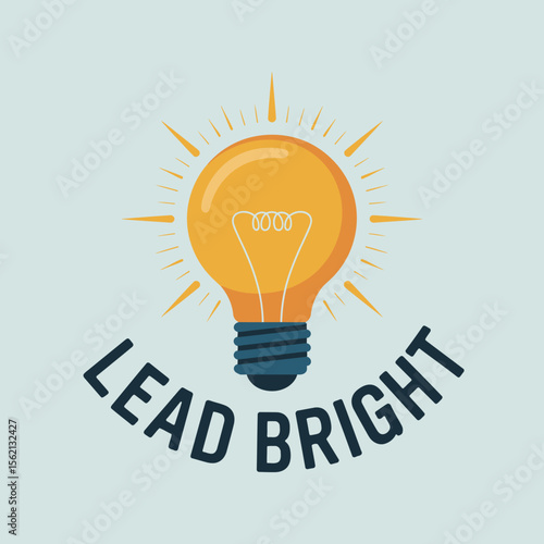 Lead Bright Lightbulb Inspiration Logo stylized lightbulb graphic with the words LEAD BRIGHT positioned around it representing innovative ideas and bright futures lightbulb inspiration ideas