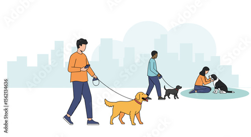 People enjoying outdoor activities with their beloved canine companions in a vibrant city park creating happy memories