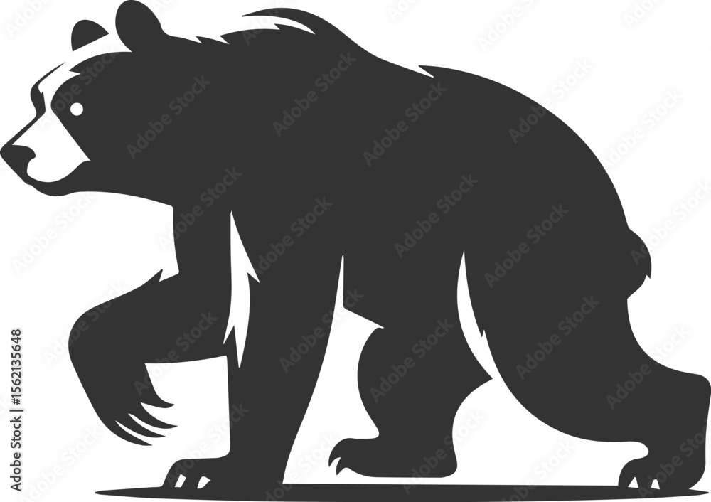 Obraz premium Wild animal bear vector black artwork drawing silhouette
