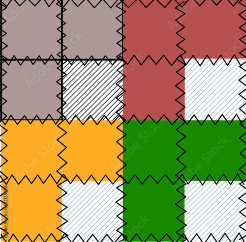 Sweet colorful patchwork seamless pattern from square patches and gingham . Multicolor print for fabrics and textiles.Quilt design, hand made.