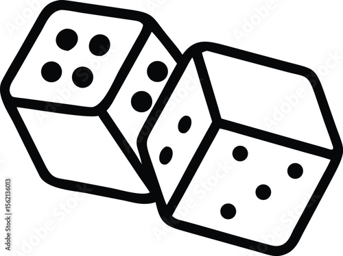 Simple line art illustration of two dice with different numbers showing game