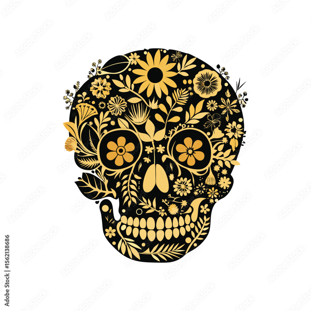 Floral Skull Silhouette Vector Design with Botanical Elements Inside for Gothic Art, Tattoo, Halloween, and Vintage Decor Themes. Floral Skull Silhouette Vector Design with Botanical Elements Inside for Gothic Art, Tattoo, Halloween, and Vintage Decor Themes.