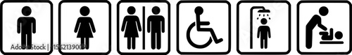 Collection of restroom and facility accessibility signs