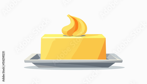 Butter dish with curling butter reveal on white background, culinary art