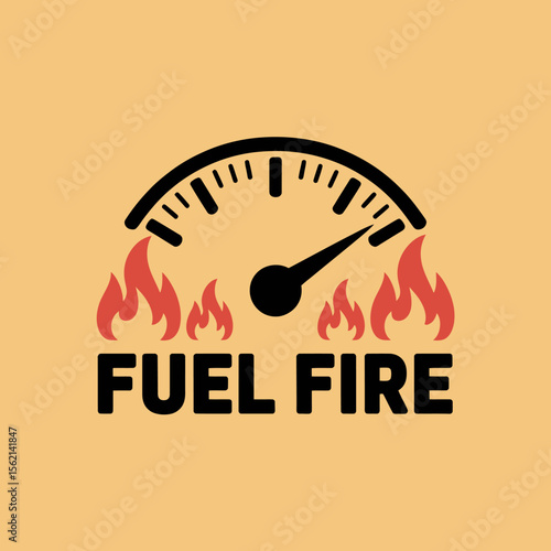 Fuel Fire Gauge Graphic Design graphic design featuring fuel gauge with flames symbolizing high energy motivation The design simple and impactful fuel fire gauge graphic