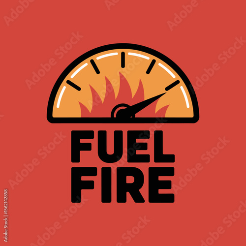 Fuel Fire Motivational Graphic Design graphic design featuring fuel gauge with flames symbolizing motivation and enthusiasm The words FUEL FIRE are prominently displayed fuel fire