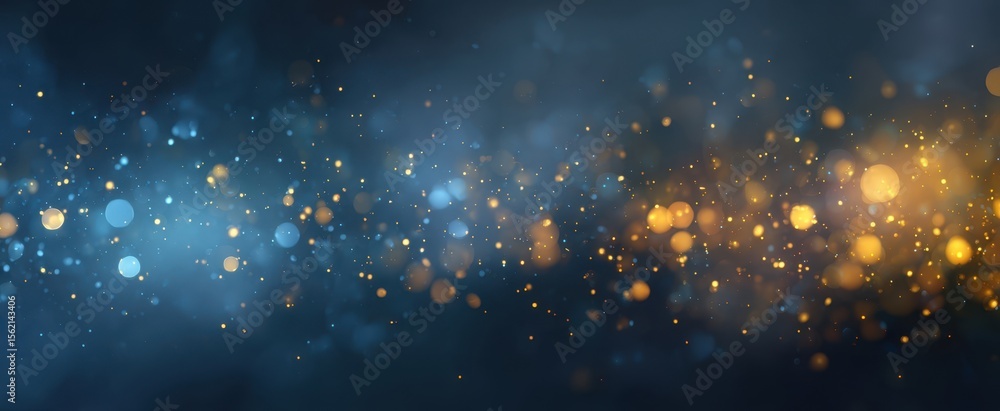 Obraz premium The mesmerizing interplay of blue and gold bokeh lights in a dreamy background.