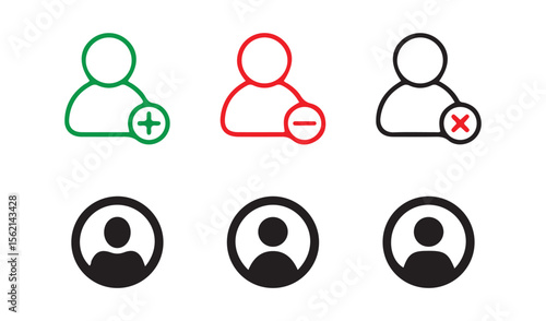 Black and color male person profile avatar. User icon set. Vector illustration eps 10