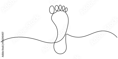 One line drawing of a Footprints, Ecological Footprint Continuous Line Editable Icon, Human foot print continuous one line drawing, Footprint - Environment Thin Line Icon, Foot Print Drawing