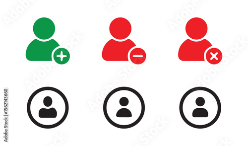 Black and color male person profile avatar. User icon set. Vector illustration eps 10