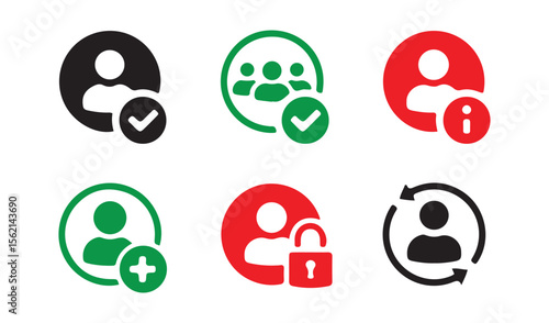 Black and color male person profile avatar. User icon set. Vector illustration eps 10