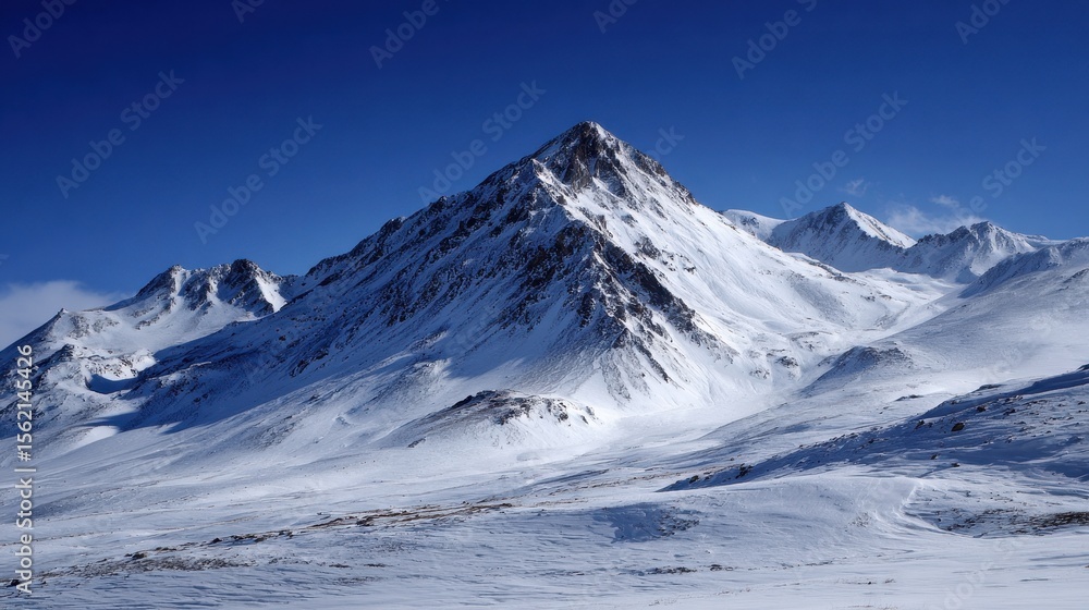 Obraz premium Snowy Mountain Peaks: Breathtaking Winter Landscape Adventure