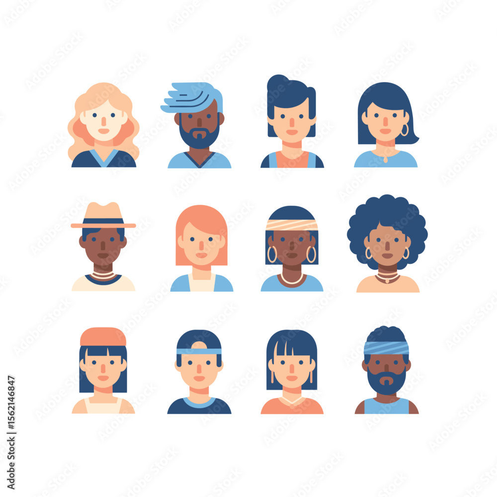 Diverse Collection of Flat Design Avatar Illustrations Diverse Collection of Flat Design Avatar Illustrations