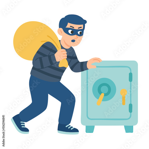 money safe thief illustration