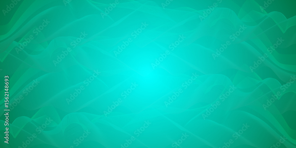 Fototapeta premium Abstract flowing teal green waves with subtle light effects and fine line patterns