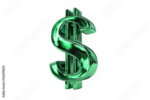 Green metallic dollar sign on black background