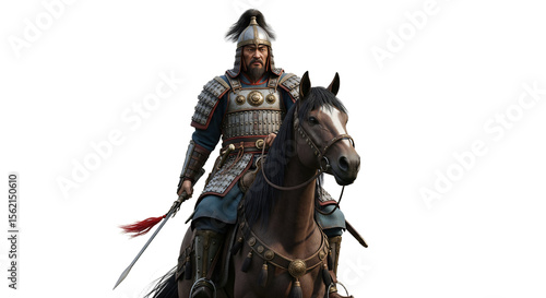 A Genghis Khan's warrior on horseback