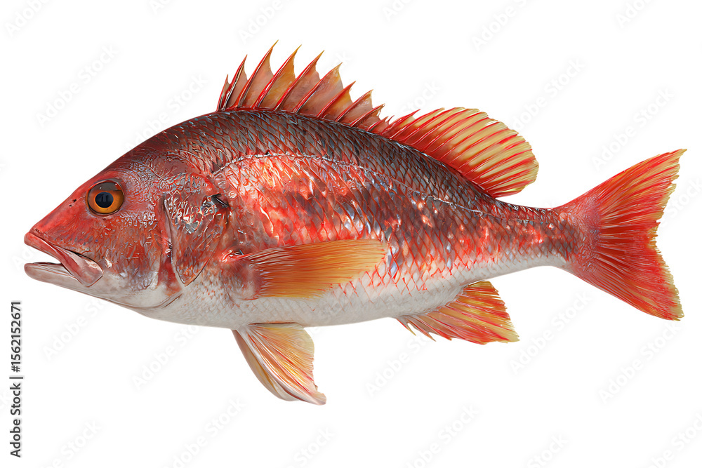 Fototapeta premium Red snapper fish isolated on black background