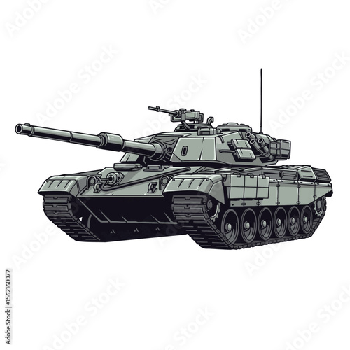 Military Main Battle Tank Isolated Vector Illustration