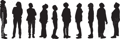 Vector;silhouette of group people standing and looking up