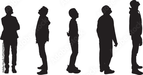 Vector;silhouette of group men standing and looking up