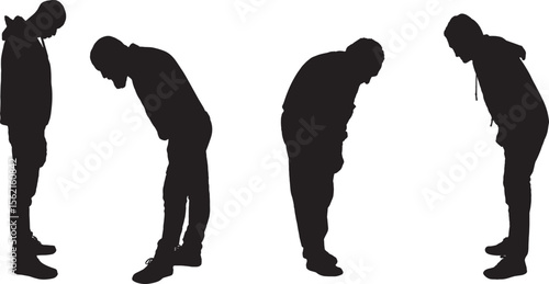 Vector;silhouette of group men standing and looking down