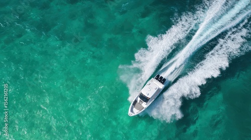 Wallpaper Mural The boat gliding through crystal-clear turquoise waters on a sunny day. Torontodigital.ca