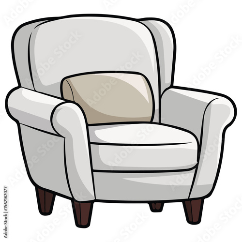 Comfy living room armchair furniture vector icon isolated on plain background