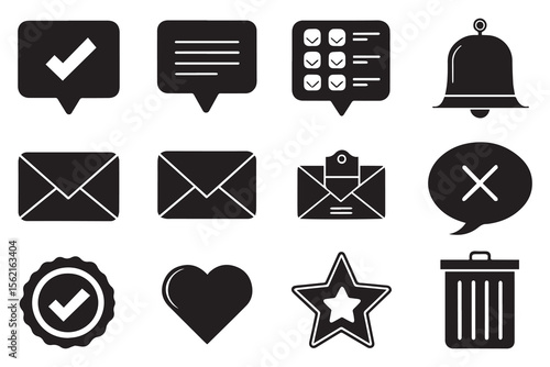 Minimal Black & White Location Icons Set – Flat Vector Design of Maps, Navigation, and Global Technology Symbols

