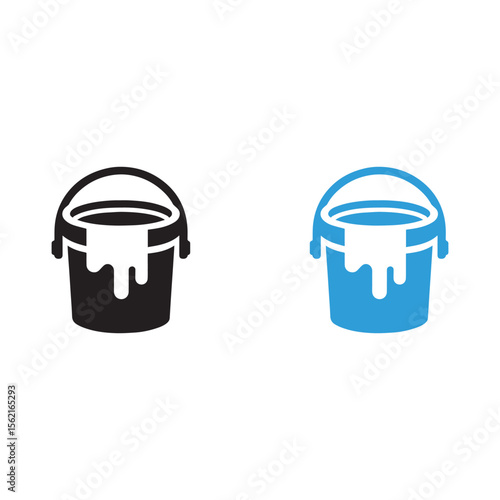 Bucket of paint logo vector on a white background.  Bucket of paint icon