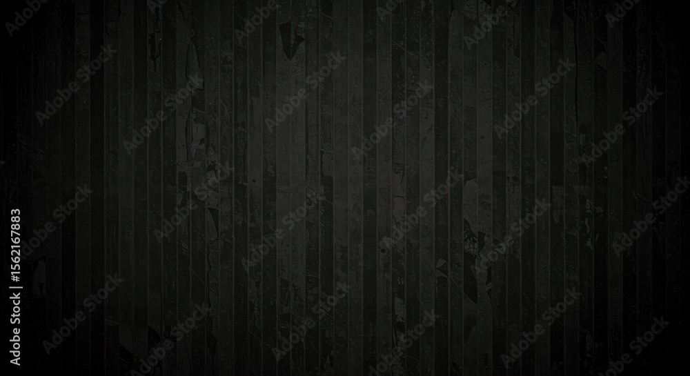 Obraz premium Black vertical striped wall texture with distressed aged appearance creating a background