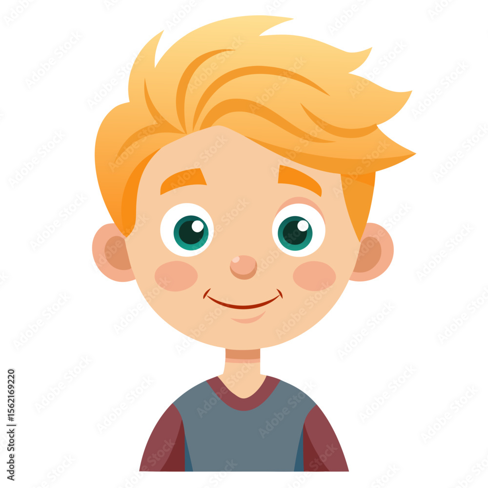 smiling boy, happy blond boy, light skin boy, cheerful child, boy portrait, blond hair child, European boy, cartoon boy, boy face, child character, white background, flat design, boy avatar, boy clipa smiling boy, happy blond boy, light skin boy, cheerful child, boy portrait, blond hair child, European boy, cartoon boy, boy face, child character, white background, flat design, boy avatar, boy clipa