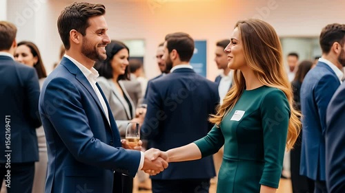 People Shaking Hands at Gathering and Smiling for Networking Concept